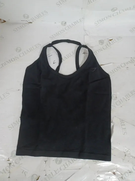 GYMSHARK RIBBED COTTON SEAMLESS REGULAR TANK IN BLACK SIZE M