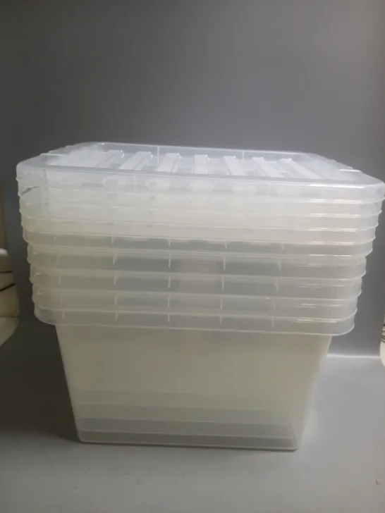 SET OF 5 CLEAR STORAGE BOXES 