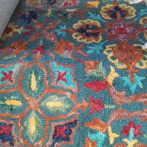 BEAHM WOOL TEAL/YELLOW RUG 4'X6'