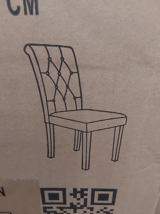 BOXED SET OF 2 FABRIC UPHOLSTERED DINING CHAIRS - DARK BROWN (1 BOX)