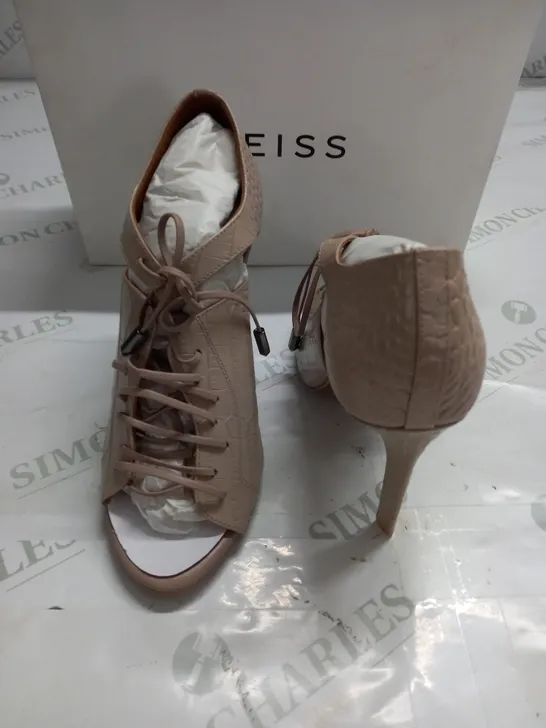 BOXED PAIR OF REISS MILA PEEPTO SHOES IN TRUFFLE CROC - 4