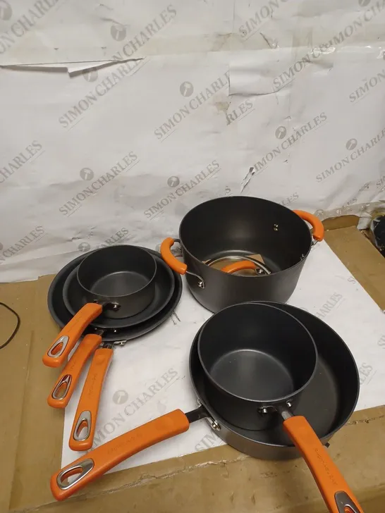 RACHAEL RAY 87375 HARD ANODISED NONSTICK 6 PIECE POTS AND PANS SET