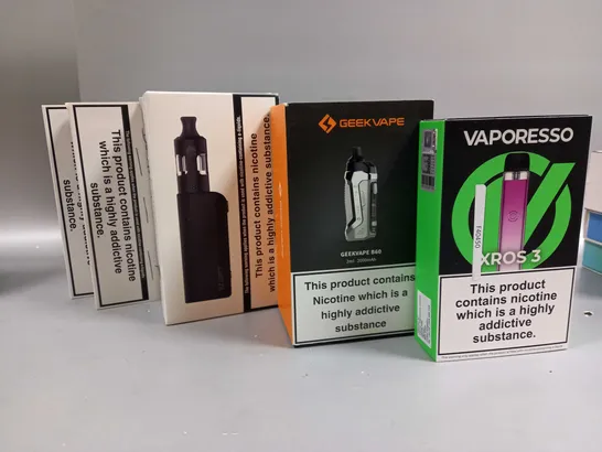 BOX OF APPROXIMATELY 10 ASSORTED E-CIGARATTES TO INCLUDE INNOKIN, GEEKVAPE, VAPORESSO ETC