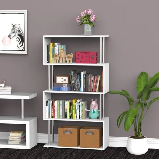 BOXED CHAREST S-SHAPE BOOKCASE MATTE WHITE