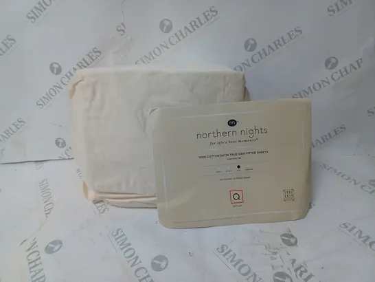 NORTHERN NIGHTS SATEEN SET OF DEEP POCKET FITTED SHEETS IN IVORY - KING SIZE