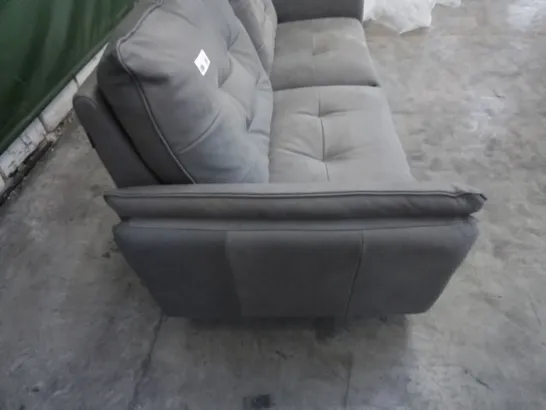 QUALITY ITALIAN DESIGNER LEATHER 2 SEATER RECLINING SOFA IN GREY 