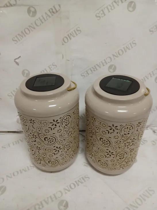 GARDEN REFLECTIONS SET OF 2 PATTERNED SOLAR LANTERNS, PAISLEY