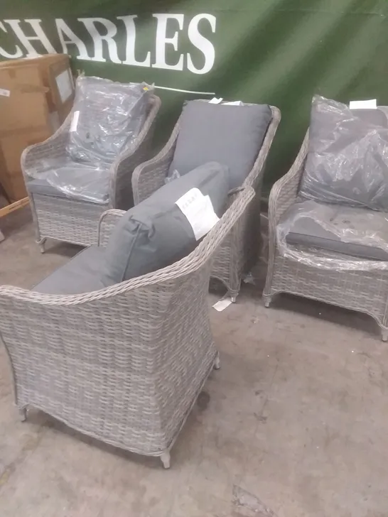 4X HAMILTON WICKER ARMCHAIR WITH CUSHIONS