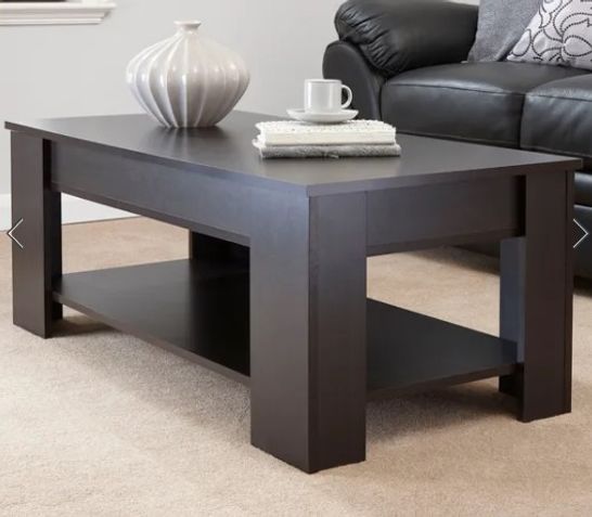 BOXED LIFT UP COFFEE TABLE ESPRESSO 