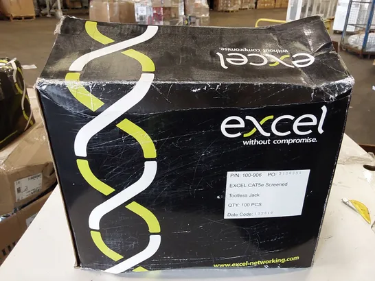 BOX OF APPROXIMATELY 100x BAGGED EXCEL CAT5e SCREENED TOOLLESS JACKS