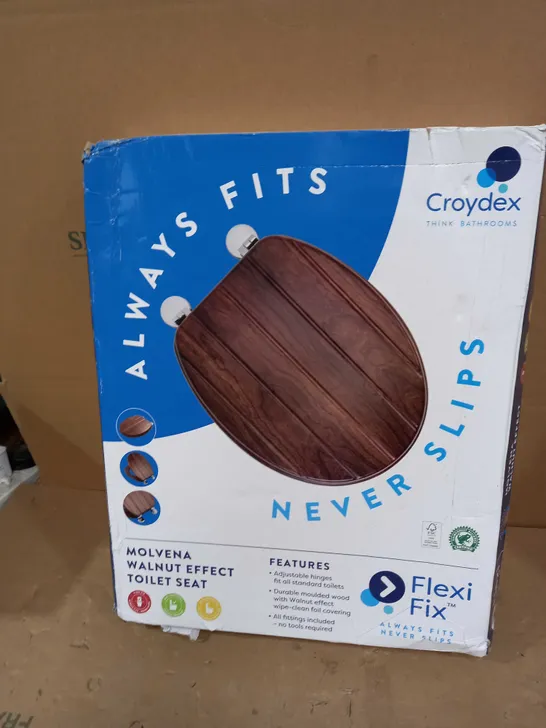 CROYDEX FLEXI FIX MOLVENA WALNUT EFFECT TOILET SEAT 