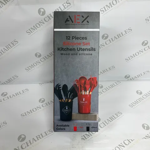 AEX 12PCS SILICONE SET KITCHEN UTENSILS IN RED 