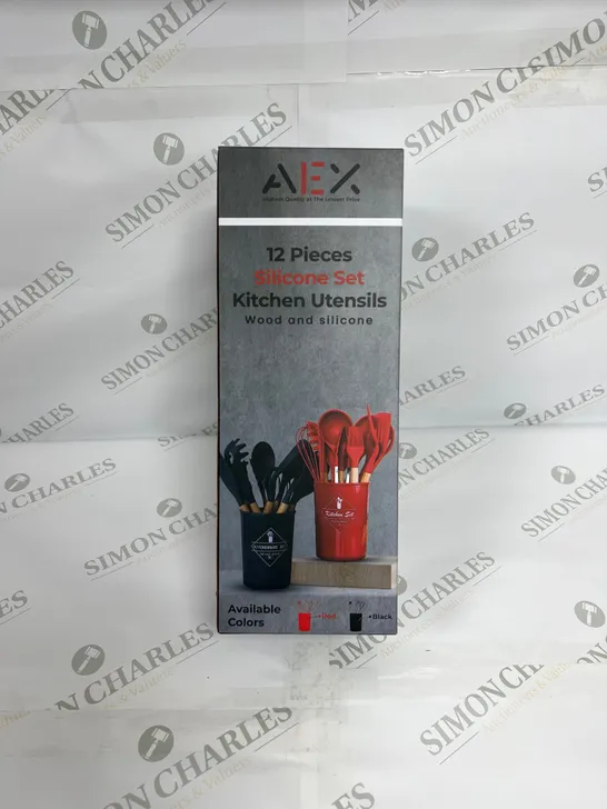 AEX 12PCS SILICONE SET KITCHEN UTENSILS IN RED 