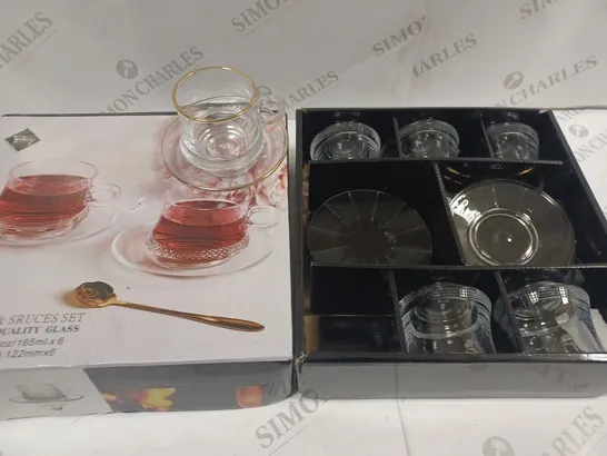 BOXED 12-PIECE CUP AND SRUCES SET / COLLECTION ONLY