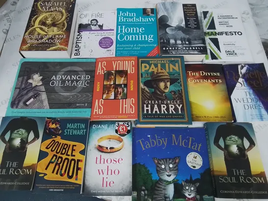 LARGE QUANTITY OF ASSORTED BOOKS TO INCLUDE NOVELS, COOKBOOKS, REFRENCE TEXTS AND KIDS BOOKS