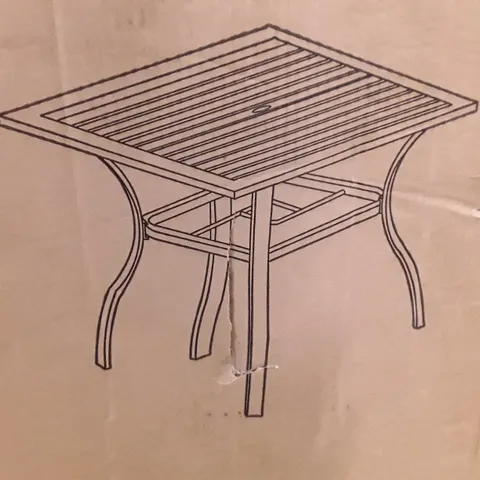 BOXED BLACK METAL GARDEN DINING TABLE 