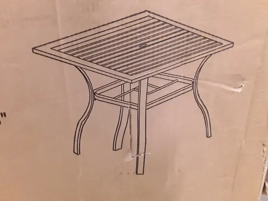 BOXED BLACK METAL GARDEN DINING TABLE 