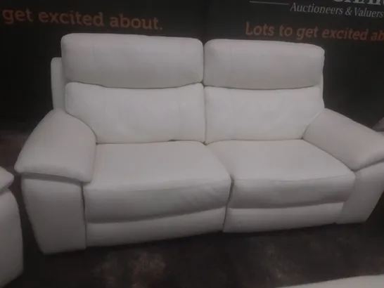 DESIGNER ITALIAN MADE PATIZIO WHITE LEATHER ELECTRIC RECLINING THREE SEATER SOFA, TWO ELECTRIC RECLINING ARMCHAIRS AND PANDORA FOOTSTOOL