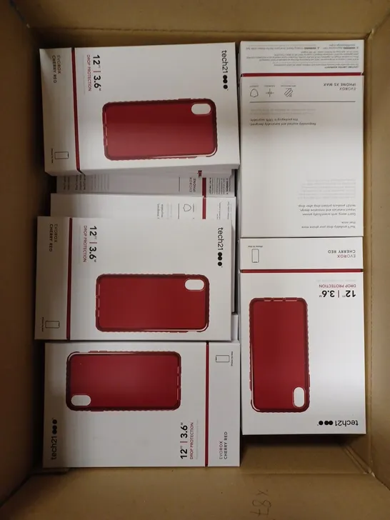 BOX OF 87 TECH21 CHERRY RED EVOROX PHONE PROTECTION CASES FOR IPHONE XS MAX