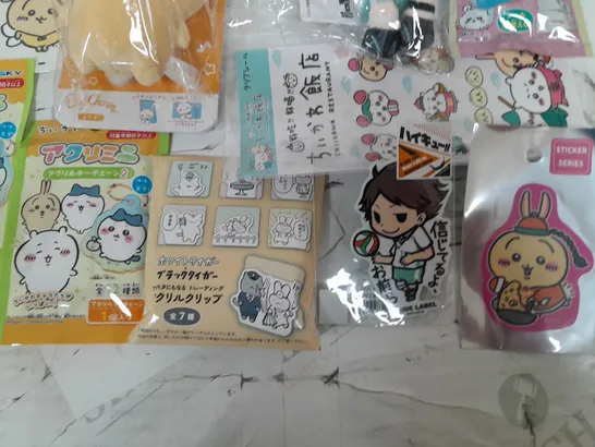 LOT OF 17 ASSORTED KAWAII THEMED STICKERS AND PLUSHIE ITEMS