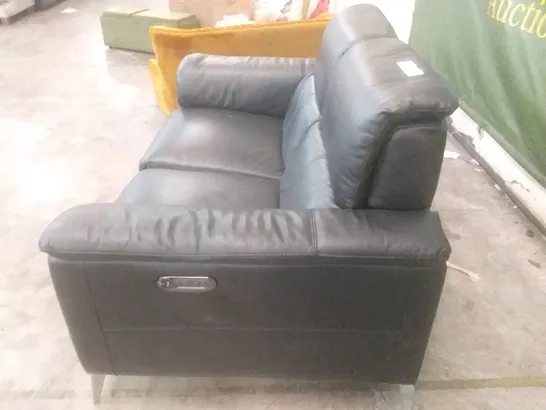 QUALITY DESIGNER ILLINOIS 2 SEATER POWER RECLINER SOFA - BLACK LEATHER