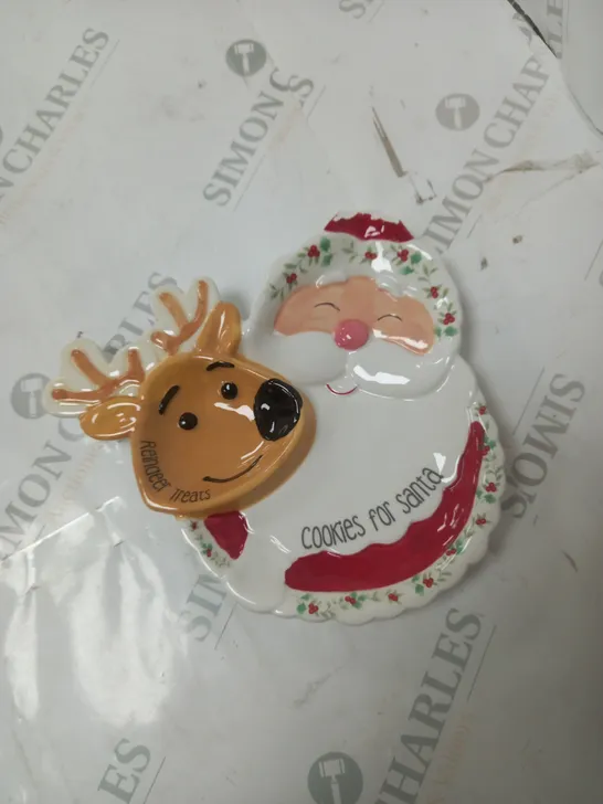 SANTA AND REINDEER CERAMIC TREAT ONE SIZE 