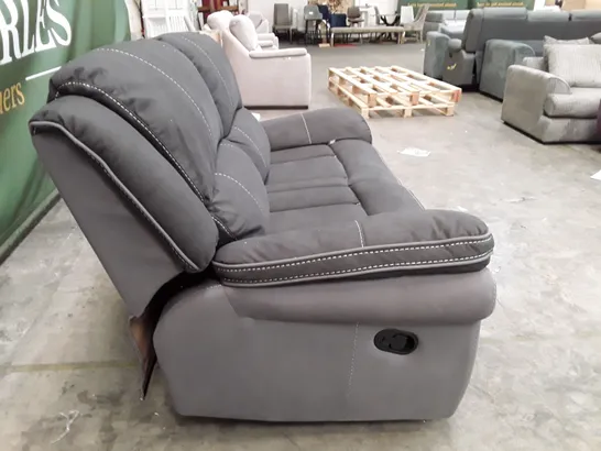 QUALITY DESIGNER 2 SEATER MANUAL RECLINER SOFA - DARK GREY FABRIC 