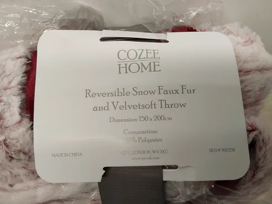 BOXED COZEE HOME REVERSIBLE SNOW FAUX FUR AND VELVETSOFT THROW (1 BOX)