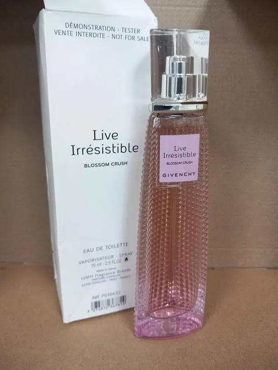 BOXED GIVENCHY LIVE IRRESISTIBLE BLOSSOM CRUH EAU DE TOILETTE 75ML TESTER  BOTTLE