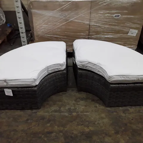 BOXED ARCHED DAY BED FOOTSTOOL × 2 - NATURAL