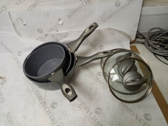 SALTER MARBLESTONE ALUMINIUM NON STICK SAUCEPAN SET