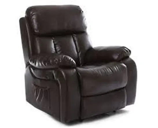 BOXED CHESTER BROWN FAUX LEATHER MANUALLY RECLINING CHAIR (1 BOX)