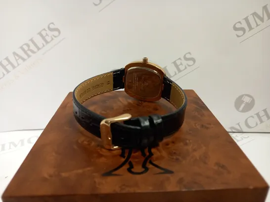 INCITATUS ROSE GOLD EFFECT WATCH WITH BLACK LEATHER STRAP