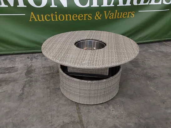 AMALFI RISING TABLE WITH ICE BUCKET IN GREY RATTAN 