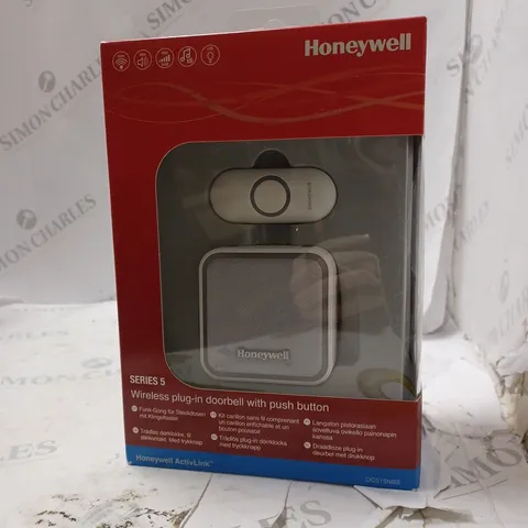 BOXED HONEYWELL SERIES 5 WIRELESS PLUG IN DOORBELL WITH PUSH BUTTON