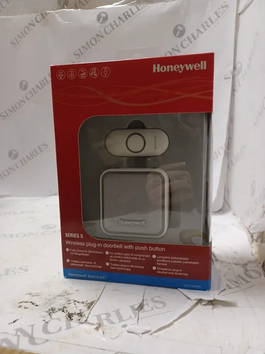 BOXED HONEYWELL SERIES 5 WIRELESS PLUG IN DOORBELL WITH PUSH BUTTON