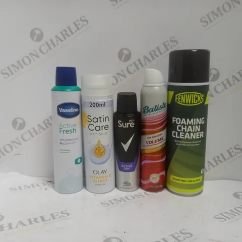 BOX OF APPROX 20 ASSORTED AEROSOLS TO INCLUDE - SURE MJEN ACTIVE DRY - BATISTE DRY SHAMPOO VOLUME - VASELIN ACTIVE FRESH ECT - COLLECTION ONLY