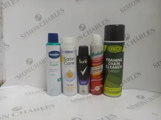 BOX OF APPROX 20 ASSORTED AEROSOLS TO INCLUDE - SURE MJEN ACTIVE DRY - BATISTE DRY SHAMPOO VOLUME - VASELIN ACTIVE FRESH ECT - COLLECTION ONLY