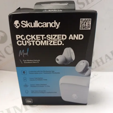 BOXED SKULLCANDY POCKET SIZED AND CUSTOMIZED MOD TRUE WIRELESS EARBUDS