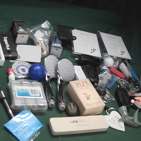 SMALL BOX OF ASSORTED ITEMS TO INCLUDE SKY VIP REMOTE, SHOWER HEADS, PHOTOFRAMES
