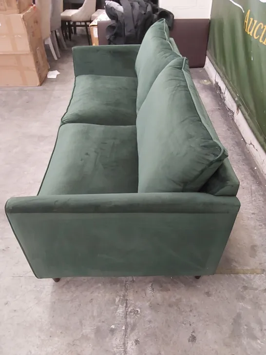 DESIGNER PASHA EMERALD VELVET UPHOLSTERED 3 SEATER SOFA