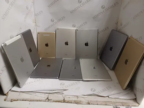 LOT OF 10 APPLE IPAD HARD SHELL CASES FOR VARYING MODELS TO INCLUDE A1474, A1822, A1475, ETC