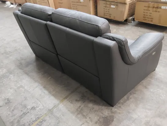 QUALITY DESIGNER ITALIAN MADE DEGANO 3 SEATER, 2 ELECTRIC MECHANISM RECLINER SOFA IN SLATE GREY LEATHER 