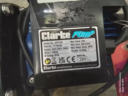 CLARK SWIMMING POOL PUMP SPP15A