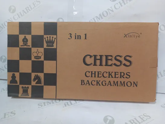 XINLIYE 3-IN-1 CHESS, CHECKERS, & BACKGAMMON