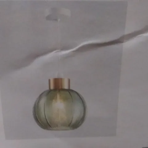 BOXED GLAS PENDANT SHADE ANTIQUE GOLD COLOUR: GREEN