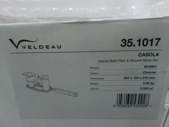 BOXED VELDEAU CASOLA BATH FILLER & SHOWER MIXER SET IN CHROME - 250X155X210MM