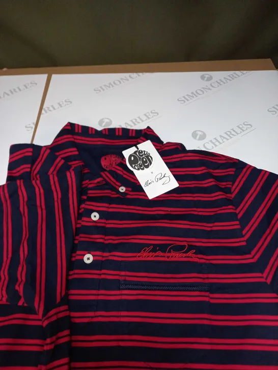 PRETTY GREEN ELVIS STRIPE POLO - SIZE M