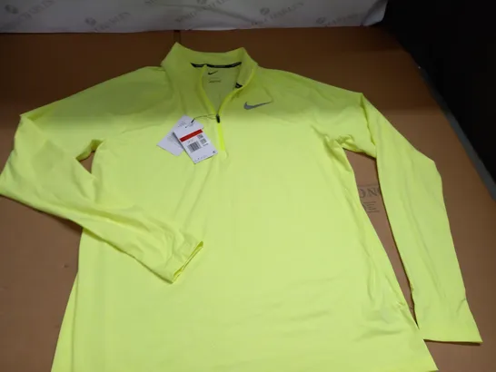 NIKE RUNNING FLUO YELLOW HALF ZIP TOP - L