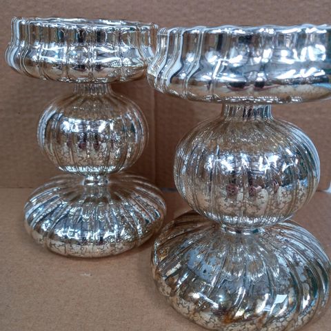 ALISON CORK PRE-LIT SET OF 2 MERCURY GLASS CANDLE HOLDERS